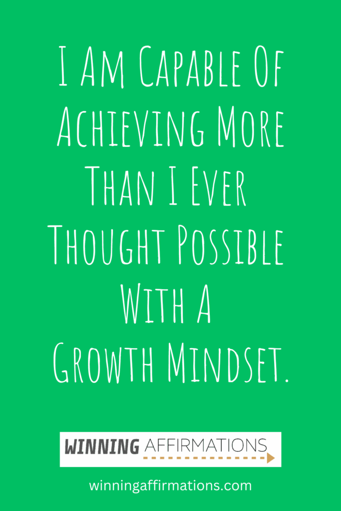 Growth mindset affirmations for students - with a growth mindset
